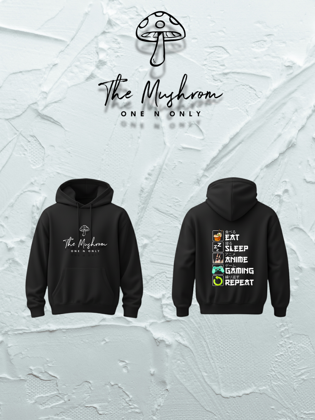 Luxurious Bio-Washed Black Hoodie.