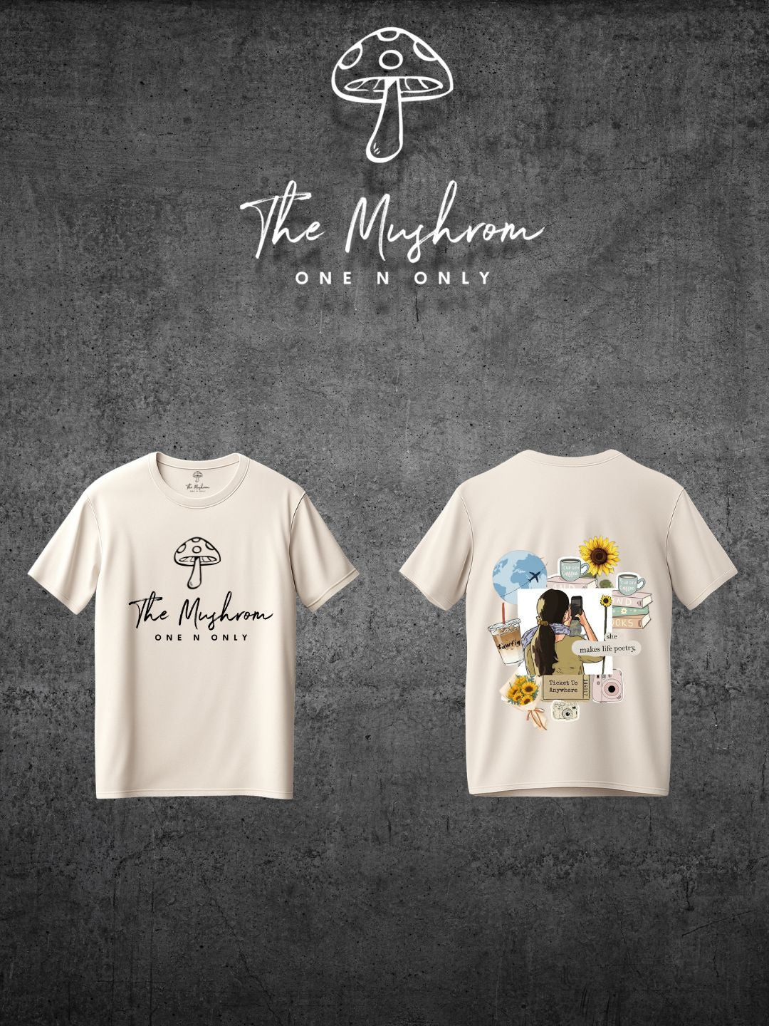 Street & Casual Premium Oversized Cream T-Shirt With Aesthetic Travel Design