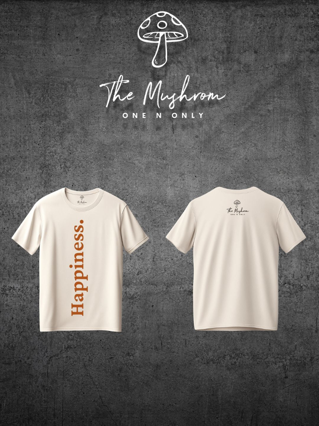 Street Wear Premium Oversized Cream T-Shirt With Happiness Design